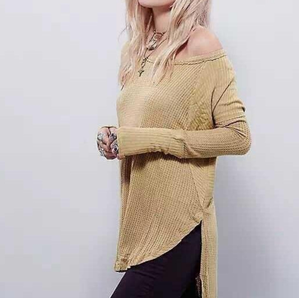 Free People Mustard Off-Shoulder Tunic
